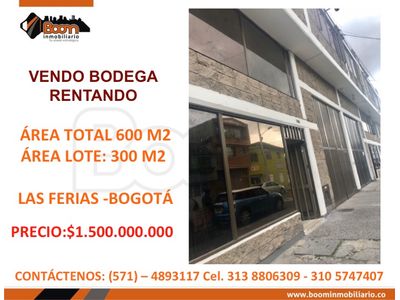 *VENTA BODEGA 600 M2 RENTANDO EN LAS FERIAS