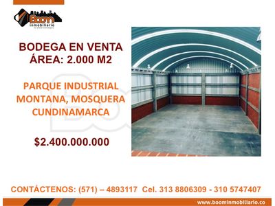 **VENTA BODEGA 2.000 M2 MOSQUERA, ESTRENAR!