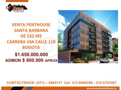 *VENTA APARTAMENTO PH SANTA BARBARA