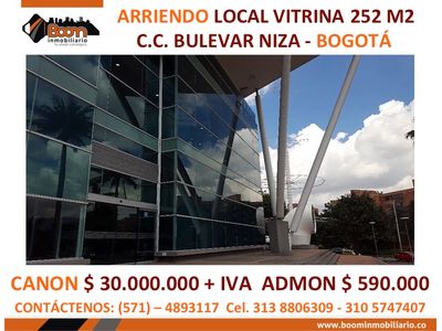 **ARRIENDO LOCAL 252 M2  EXTERIOR BULEVAR NIZA