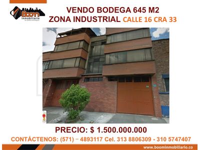 **VENTA BODEGA CRA 30  ESTACION CENTRAL 645 M2