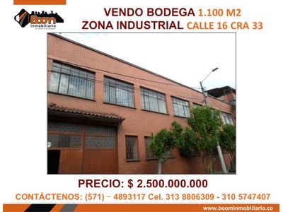 **VENTA BODEGA ESTACION CENTRAL CRA 30 1.100 M2