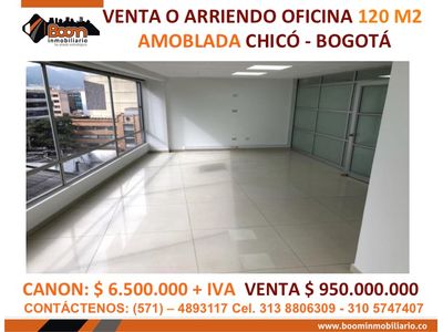 **VENTA ARRIENDO OFICINA AMOBLADA 120 M2 CHICO