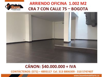 **ARRIENDO OFICINAS 1.002 M2 SECTOR PORCIUNCULA