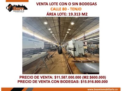 *VENTA LOTE 19.313 M2 CON O SIN DOS BODEGAS