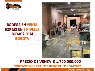 **BODEGA EN VENTA  620 M2 EN 3 NIVELES BOYACÁ REAL BOGOTÁ 