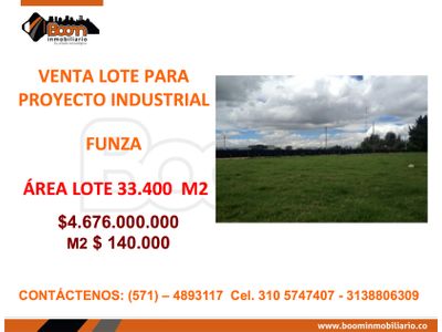 *VENTA LOTE INDUSTRIAL 33.400 M2 FUNZA 