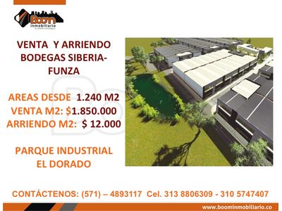 **VENTA ARRIENDO BODEGAS FUNZA DESDE 1.240 M2