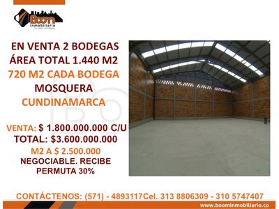 *VENTA BODEGAS 1.440 M2 MONDOÑEDO MOSQUERA