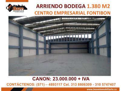 **ARRIENDO BODEGA 1.380 M2 PARQUE EMP FONTIBON