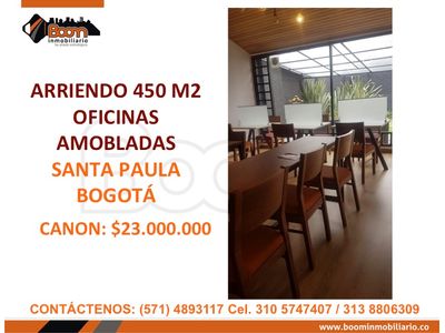 **ARRIENDO 450 M2 OFICINAS AMOBLADAS SANTA PAULA