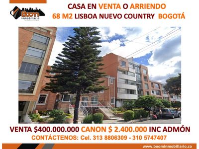 *CASA EN VENTA O ARRIENDO 68 M2 LISBOA NUEVO COUNTRY  