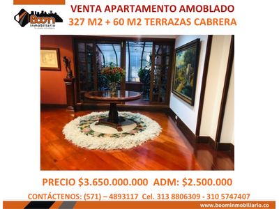 *VENTA APARTAMENTO AMOBLADO CABRERA 327 M2 