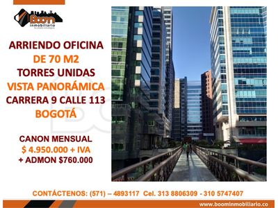 ARRIENDO OFICINA 70 M2 TORRES UNIDAS 2