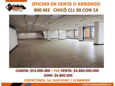 *ARRIENDO O VENTA OFICINAS 800 M2 EN CALLE 90 -CHICO