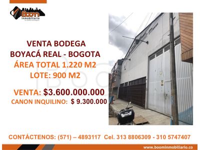 **VENTA BODEGA BOYACA REAL 1.220 M2