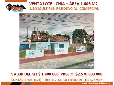 *VENTA LOTE CHIA USO MULTIPLE 1.606 M2 AV PRADILLA