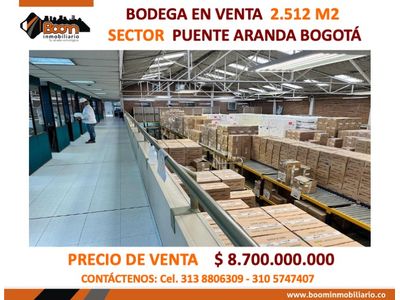 *VENTA BODEGA 2.512 M2 PUENTE ARANDA