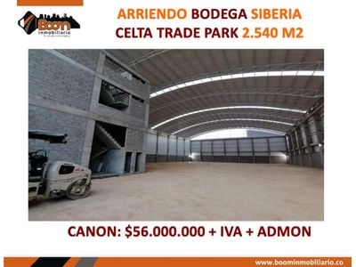 *ARRIENDO BODEGA CELTA 2.540 M2 EN CELTA TRADE PARK