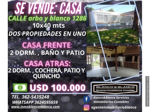 se vende casa en calle arbol y blanco 1286