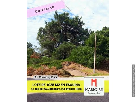 dunamar terreno de 1025 m2 esquina avda cordoba y roca