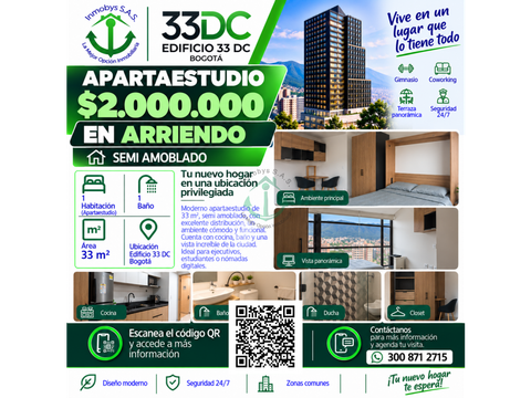 apartamento semi amoblado edificio 33 dc