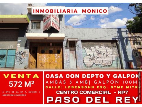 venta casa con depto mas galpon centro de paso del rey