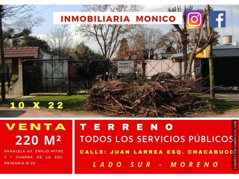 venta terreno en moreno sur mts emilio mitre