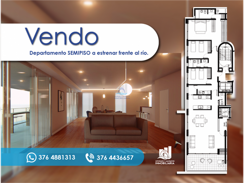 departamento semipiso en venta a estrenar frente al rio