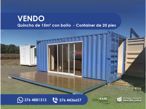 quincho de 15m2 con bano container de 20 pies