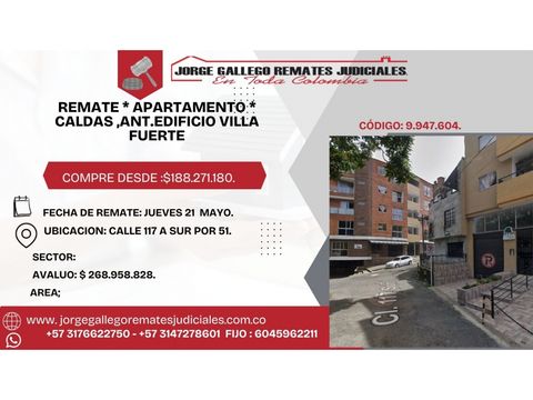 remate apartamento caldas antedificio villa fuerte