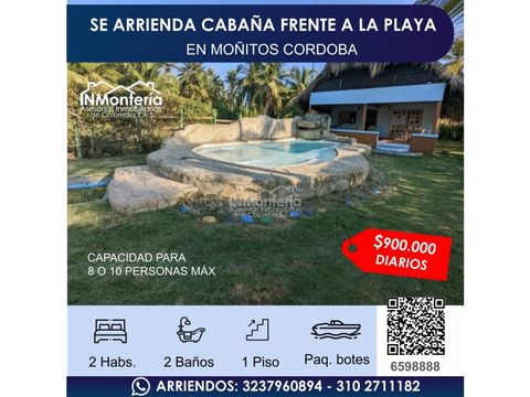 se arrienda cabana frente a la playa en monitos cordoba