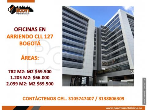 arriendo oficinas 782 m2 1205 m2 y 2099 m2 en cll 127