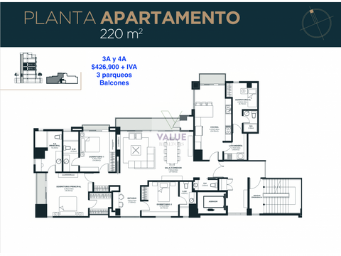 venta apartamento z15 220m2 3 dorms con balcon 1