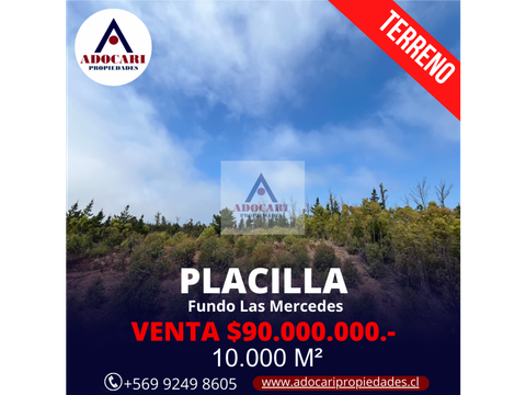 placilla terreno fundo las mercedes 1 hectarea