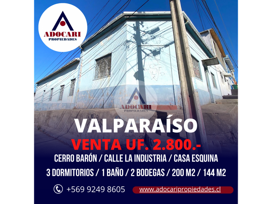 valparaiso cerro baron casa esquina 3d 1b