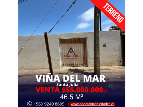 vina del mar terreno santa julia 234 m2 aprox