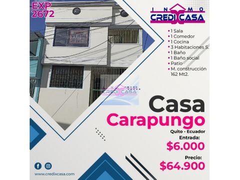 cxc venta casa rentera carapungo exp 2672