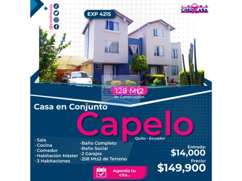 cxc venta de casa en conjunto capelo exp 4215