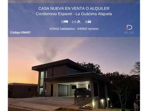 casa nueva 3 habitac venta alquiler espavel guacima alajuela em457