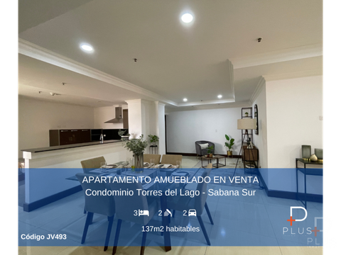 apartamento amueblado venta torres del lago sabana sur jv493