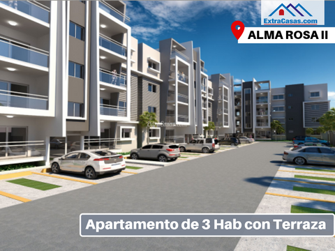 apartamento en venta con terraza en alma rosa ii