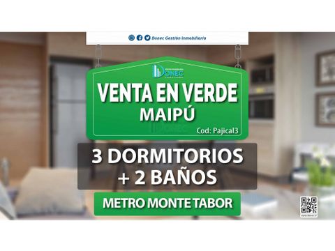 deptos nuevos 3d2b maipu proyecto en verde metro monte tabor