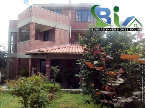 us155000 casa jardin sup 500m2 sobre av chilimarca tiquipaya