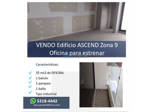 vendo oficina en zona 9 de 35 mt2