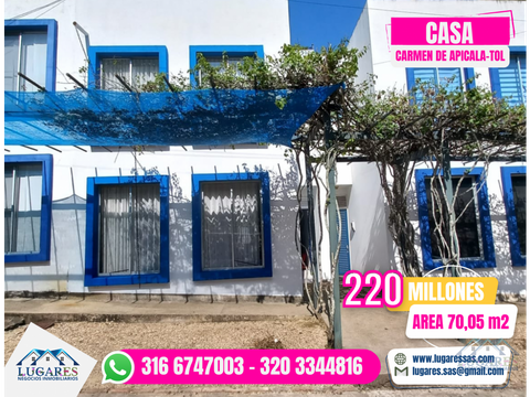 casa en venta en el carmen de apicala tol