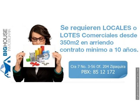 requerimos locales o lotes comerciales en arriendo