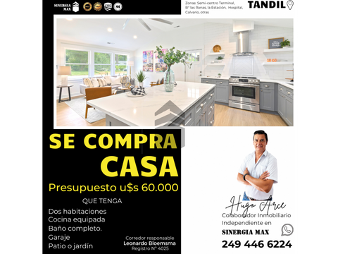 se compra casa de dos habitaciones en tandil