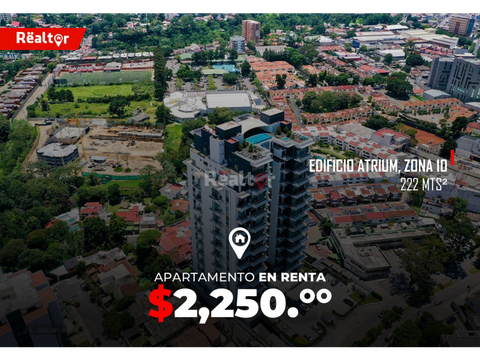 apartamento en renta en edificio atrium zona 10
