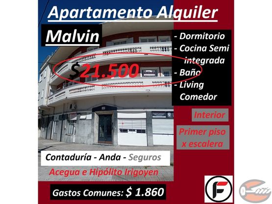 ALQUILER MALVIN - DORM. COCINA BAÑO LIV/COMEDOR 1er. piso x escalera